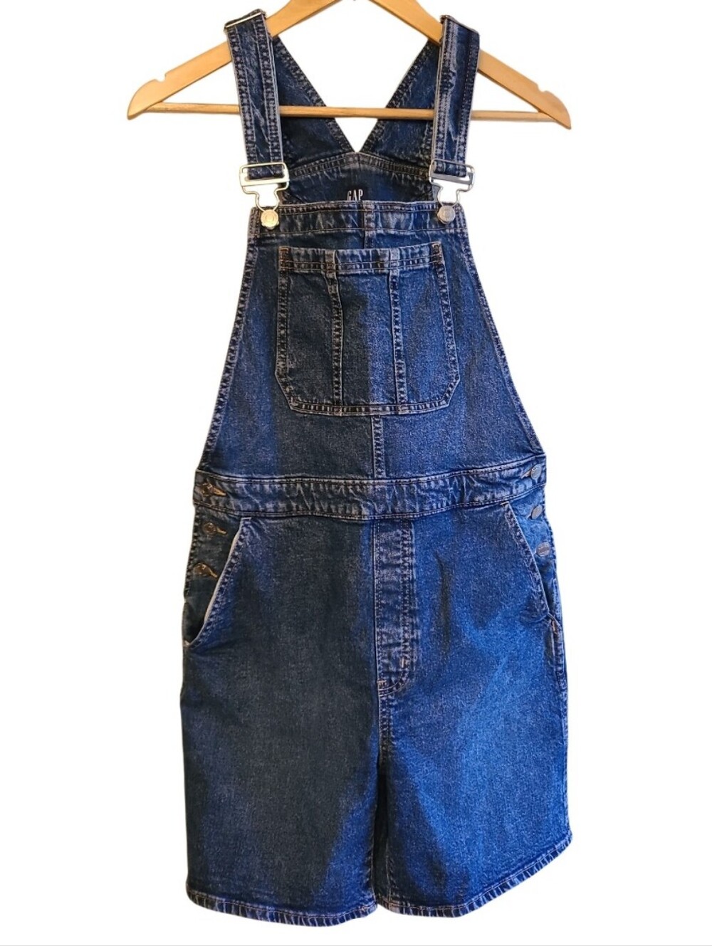 GAP Denim Short Overalls Medium Blue Wash Jean 90s Y2K Shortalls